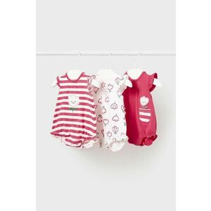 Mayoral Newborn body bebe 3-pack culoarea rosu, cu imprimeu imagine