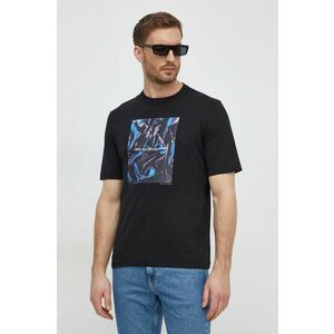 Sisley tricou din bumbac barbati, culoarea negru, cu imprimeu imagine