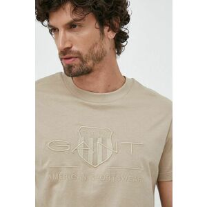Gant tricou din bumbac barbati, culoarea bej, cu imprimeu imagine