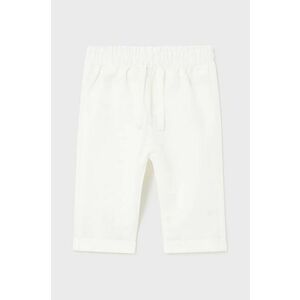 Mayoral Newborn pantaloni cu amestec de in pentru copii culoarea alb, neted imagine