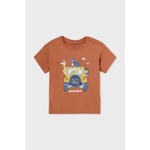 Mayoral tricou din bumbac pentru bebelusi culoarea portocaliu, cu imprimeu imagine