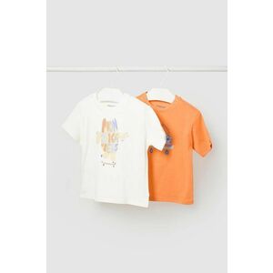 Mayoral tricou din bumbac pentru bebelusi 2-pack culoarea portocaliu, cu imprimeu imagine