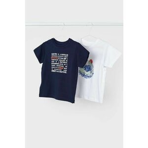 Mayoral tricou de bumbac pentru copii 2-pack culoarea albastru marin, cu imprimeu imagine