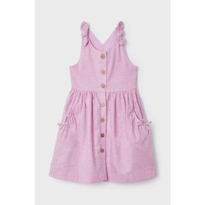 Mayoral rochie din in pentru copii culoarea violet, mini, evazati imagine