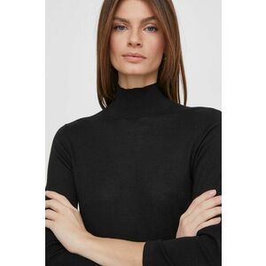 Sisley pulover din amestec de mătase culoarea negru, light, cu guler imagine