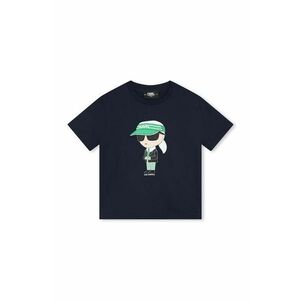 Karl Lagerfeld tricou de bumbac pentru copii culoarea albastru marin, cu imprimeu imagine