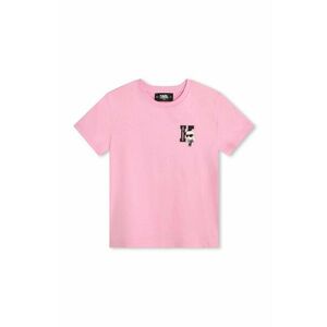 Karl Lagerfeld tricou de bumbac pentru copii culoarea roz, cu imprimeu imagine