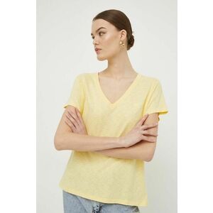 Superdry tricou femei, culoarea galben imagine