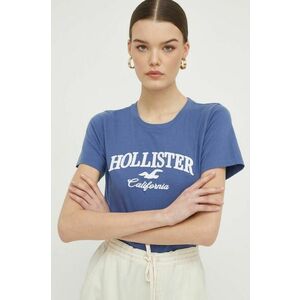 Hollister Co. tricou din bumbac femei, culoarea albastru marin imagine