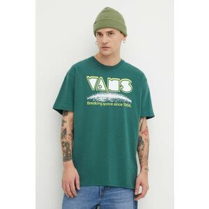 Vans tricou din bumbac barbati, culoarea verde, cu imprimeu imagine