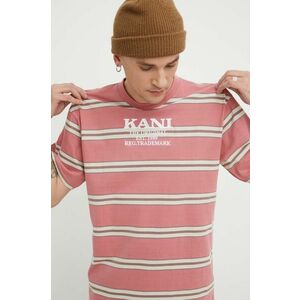Karl Kani tricou din bumbac barbati, culoarea roz, modelator imagine