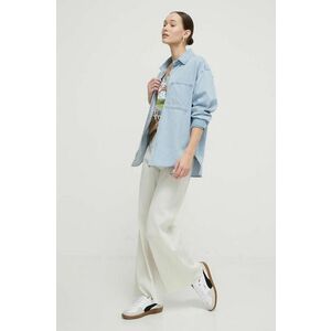 Abercrombie & Fitch camasa jeans femei, cu guler clasic, relaxed imagine