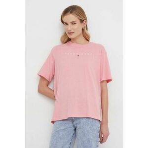Tommy Jeans tricou din bumbac femei, culoarea roz DW0DW17836 imagine
