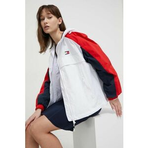 Tommy Jeans geaca femei, culoarea alb, de tranzitie, oversize imagine