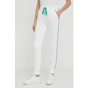 United Colors of Benetton pantaloni de trening din bumbac culoarea alb, neted imagine