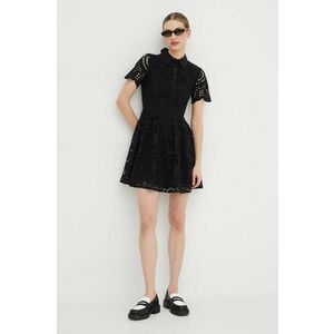 Silvian Heach rochie din bumbac culoarea negru, mini, evazati imagine