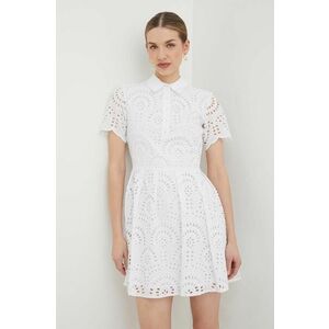 Silvian Heach rochie din bumbac culoarea alb, mini, evazati imagine