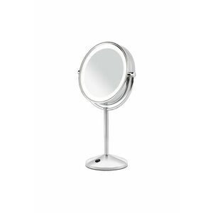 Oglinda cosmetica - Led - Lupa - Marire 10x - 19 cm - 2 fete - rotire 360° - Baterii AA - Silver imagine