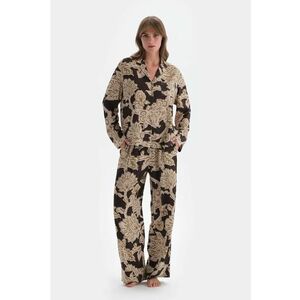 Pijama cu imprimeu - de viscoza - cu revere decupate imagine