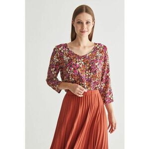 Bluza Dama Multicolora cu Imprimeu Floral si decolteu V imagine