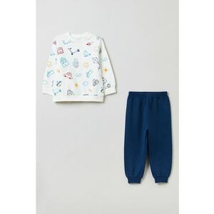 Pijama cu imprimeu cu desene si pantaloni lungi imagine