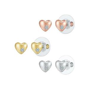 Set de cercei in forma de inima placati cu aur de 14K si decorati cu cristale imagine