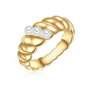 Inel placat cu aur de 14K si decorat cu perle sintetice imagine