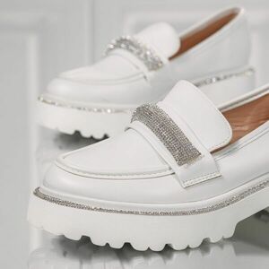 Pantofi casual dama albi din piele ecologica Oana #18146 imagine