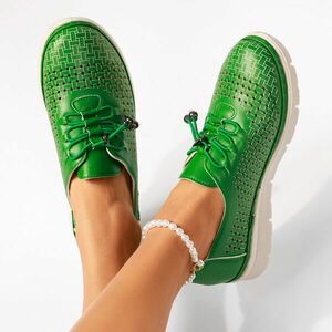 Pantofi casual dama verzi din piele ecologica Tessa #18368 imagine