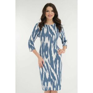 Rochie dreapta cu print abstract alb-albastru imagine