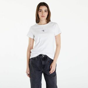 Calvin Klein Jeans Woven Label Rib Slim Short Sleeve Tee Bright White imagine