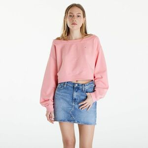 Tommy Jeans Cropped Off Shoulder Sweatshirt Pink imagine