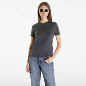 Calvin Klein Jeans Label Washed Rib Slim Short Sleeve Tee Gray imagine