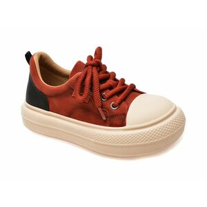 Pantofi din piele naturala, de culoare rosie imagine