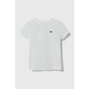 Lacoste tricou de bumbac pentru copii culoarea alb, neted imagine