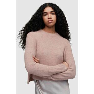 AllSaints pulover din amestec de lana WICK CREW femei, culoarea roz imagine