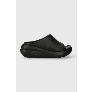 Crocs papuci Classic Crush Slide femei, culoarea negru, cu platformă 207670 imagine