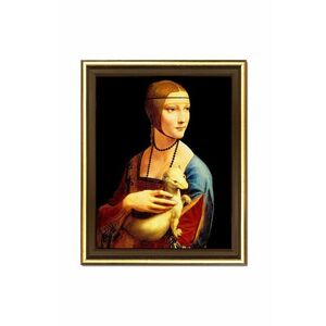 reproducere pe pânză înrămată Leonardo Da Vinci, Dama z gronostajem 24 x 29 cm imagine