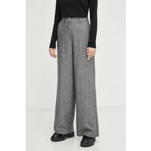Marc O'Polo pantaloni de lana culoarea gri, drept, high waist imagine
