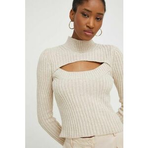 Answear Lab pulover de lana culoarea bej, light, cu turtleneck imagine