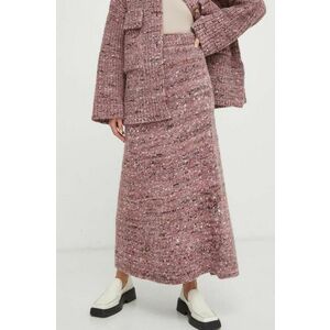 Lovechild fusta de lana culoarea roz, maxi, evazati imagine