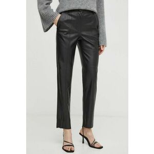 Bruuns Bazaar pantaloni femei, culoarea negru, fason tigareta, high waist imagine