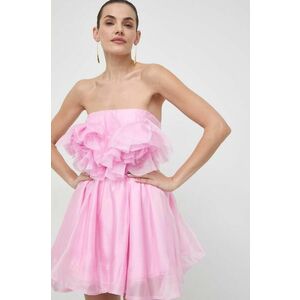 Bardot rochie culoarea roz, mini, evazati imagine