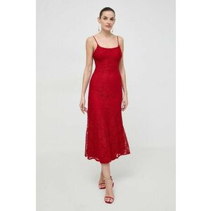 Bardot rochie culoarea rosu, maxi, mulata imagine