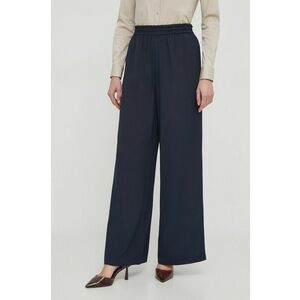 Mos Mosh pantaloni femei, culoarea albastru marin, lat, high waist imagine