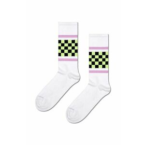 Happy Socks sosete Checked Stripe Sneaker Sock culoarea alb imagine