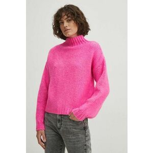Medicine pulover femei, culoarea roz, cu turtleneck imagine
