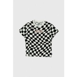 Vans tricou de bumbac pentru copii WARPED 66 CHECK CREW culoarea negru imagine