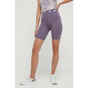 adidas Performance pantaloni scurți de antrenament Techfit culoarea violet, cu imprimeu, high waist IU1850 imagine