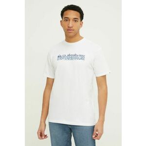 Quiksilver tricou din bumbac barbati, culoarea alb, cu imprimeu imagine